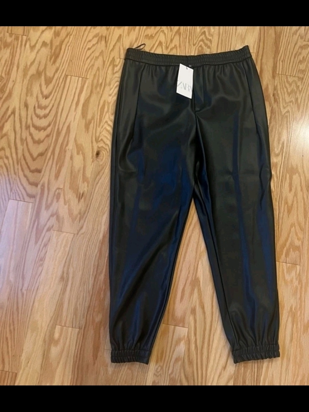 Zara Black Faux Leather Joggers